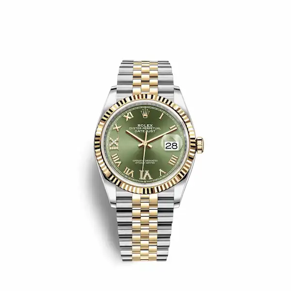 Becky-G-Watch-Collection-Rolex-Datejust-Gold-And-Steel-Green-Dial