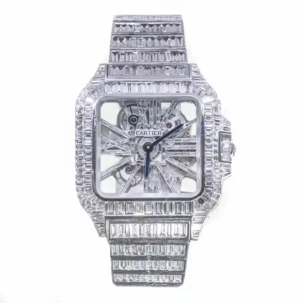 Moneybagg-yo-watch-collection-cartier-santos-skeleton-iced-out