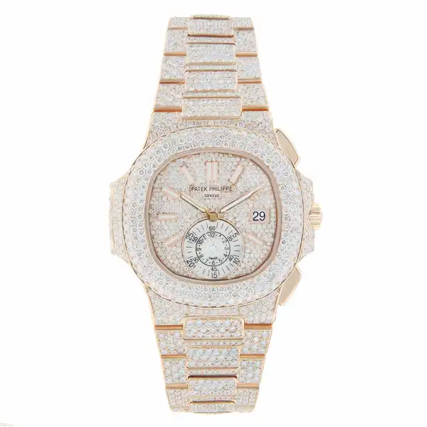 Trippie-redd-watch-collection-patek-philippe-nautilus-chronograph-5980-rose-gold-iced-out