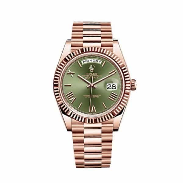 Central-cee-watch-collection-rolex-day-date-everose-gold-olive-green-dial