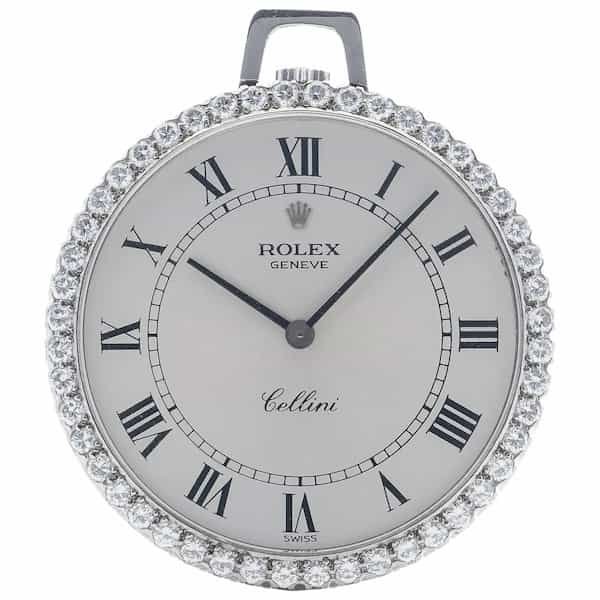 Rolex Cellini 18k White Gold and Diamond Pocket Watch Ref. 3790