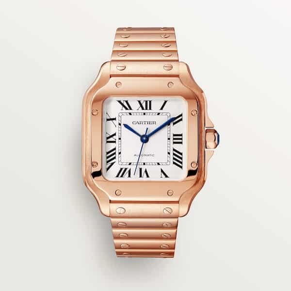 Alexa-chung-watch-collection-santos-de-cartier-rose-gold