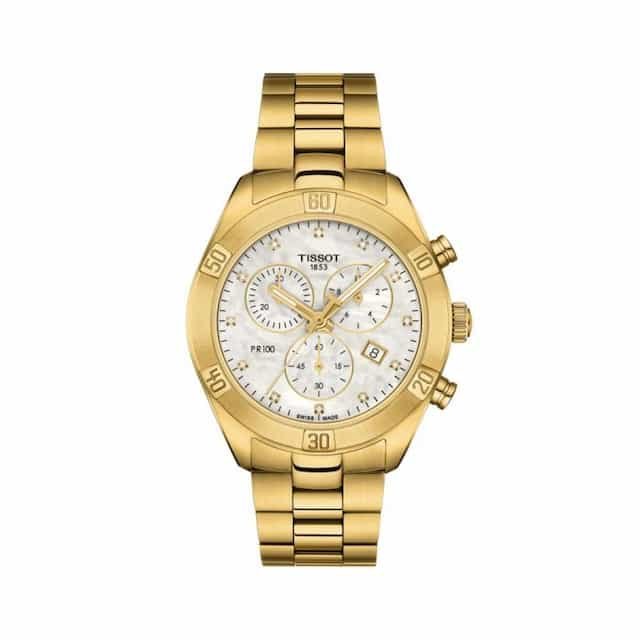 Anushka-sen-watch-collection-Tissot-PR-100-Sport-Chic-Stainless-Steel-Yellow-Gold-Chronograph-T1019173311601