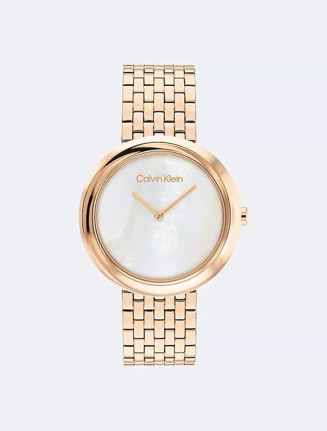 Disha-patani-watch-collection-Calvin-Klein-Twisted-Bezel-Pearl-Dial-Bracelet-Watch