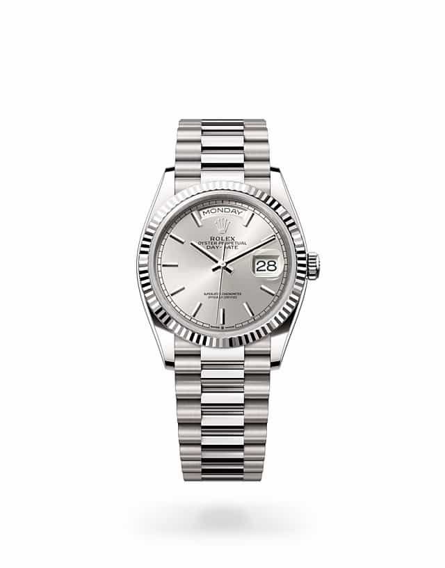 Jamal-Musiala-Watch-Collection-Rolex-Day-Date-White-Gold-Silver-Dial