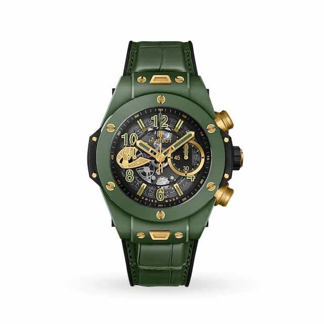 Mike-tyson-watch-collection-Hublot-Big-Bang-Unico-WBC-Green-Ceramic-Chronograph-45mm