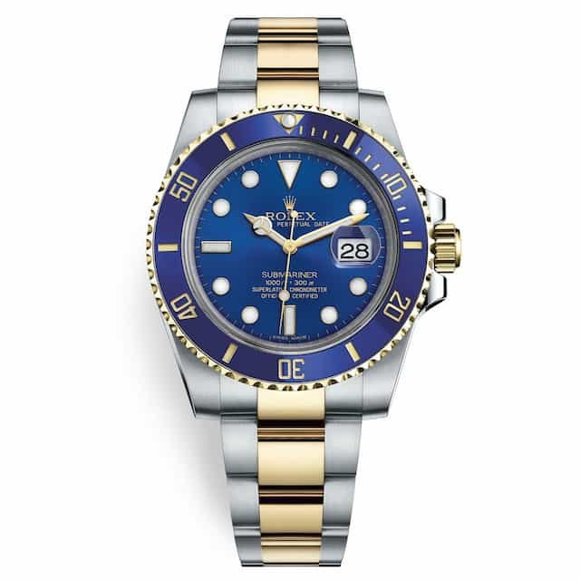 Sahil-khan-watch-collection-Rolex-Submariner-Blue-Dial-Yellow-Gold-and-Steel-116613LB