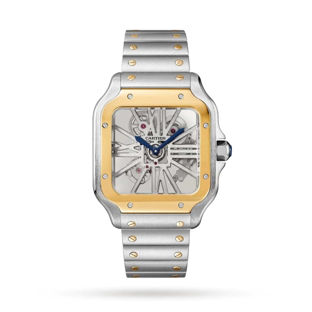 Vijay-Deverakonda-watch-collection-Cartier-Santos-de-Cartier-Skeleton-Gold-and-Steel-WHSA0012