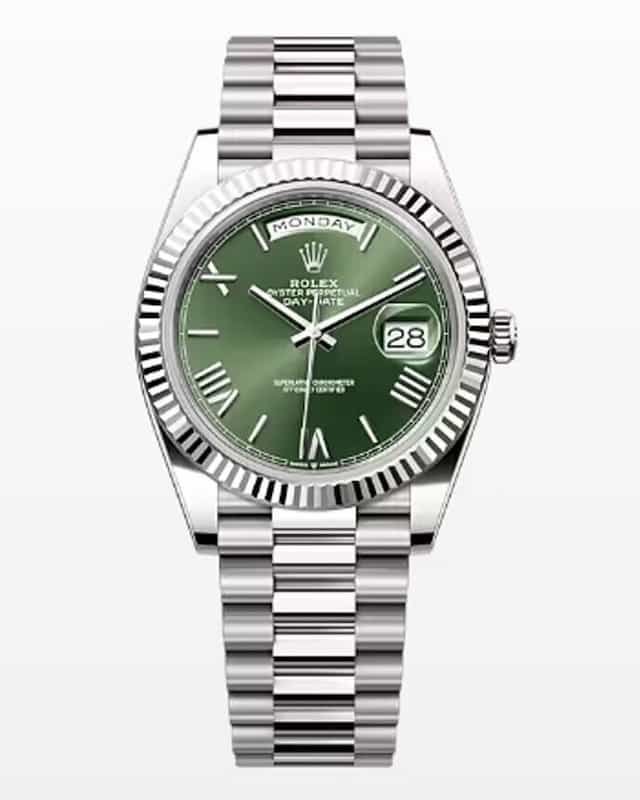 vinicius-jr-watch-collection-rolex-day-date-white-gold-olive-green-dial-228239