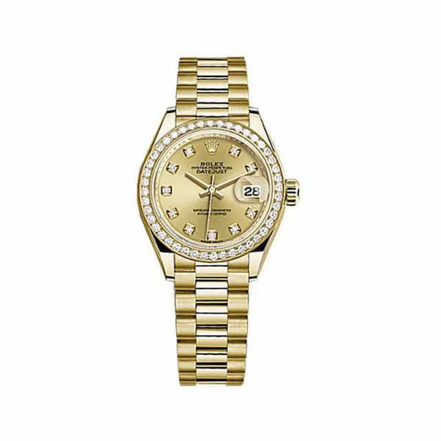 Barbara-Palvin-Watch-Collection-Rolex-Lady-Datejust-Champagne-Diamond-Dial-Yellow-Gold-279138CDP