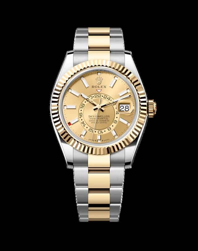 Kedar-Jadhav-Watch-Collection-Rolex-Sky-Dweller-Oystersteel-and-18k-Yellow-Gold-Champagne-Dial-336933