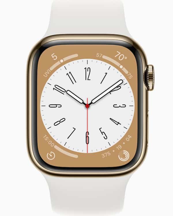 Perrie-Edwards-Watch-Collection-Apple-Watch-Series-8-Gold-Case-White-Strap