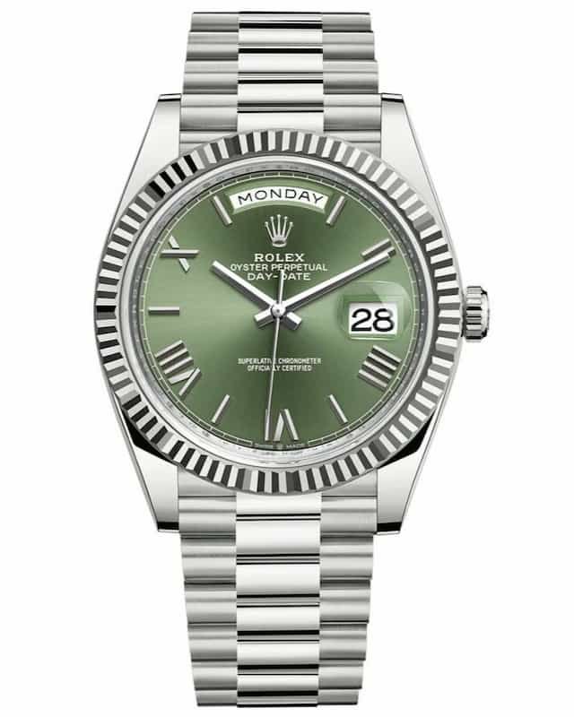 Singer-Camilo-Watch-Collection-Rolex-Day-Date-40-Olive-Green-Roman-228239