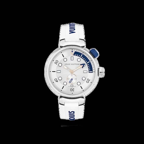 Sophie-Turner-Watch-Collection-Louis-Vuitton-Tambour-Street-Diver-39.5mm-Quartz-Steel-Watch
